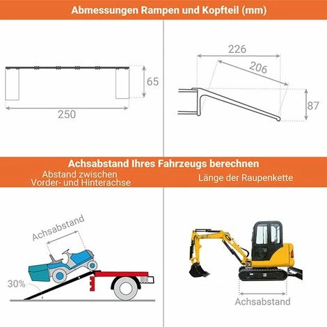 LADERAMPE-EXPERTEN - MATISERE Einzelstück Verladeschiene Klappbar, Breite 250mm, 2000mm Lang (geklappt 1000mm), Ladehöhe 310-500mm, Traglast 800kg Pro Paar Mit Achsenabstand 1500mm - AOK20/08 2 LADERAMPE-EXPERTEN - MATISERE Einzelstück Verladeschiene Klappbar, Breite 250mm, 2000mm Lang (geklappt 1000mm), Ladehöhe 310-500mm, Traglast 800kg Pro Paar Mit Achsenabstand 1500mm - AOK20/08 – Bild 2