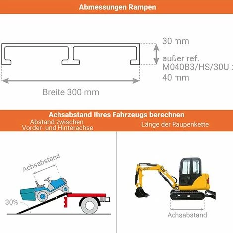 LADERAMPE-EXPERTEN - MATISERE Motorradrampe 1.50m - Breite 300mm - Ladehöhe 383-430mm - Bis 1000kg Traglast Pro Paar Bei Achsenabstand 1250mm - Als Einzelstück Verkauft - M030B3/HS/15U 2 LADERAMPE-EXPERTEN - MATISERE Motorradrampe 1.50m - Breite 300mm - Ladehöhe 383-430mm - Bis 1000kg Traglast Pro Paar Bei Achsenabstand 1250mm - Als Einzelstück Verkauft - M030B3/HS/15U – Bild 2
