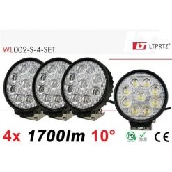 4x LED Arbeitsscheinwerfer 27W 4" 1700lm Spotlicht 10° 10-30V Von LIGHTPARTZ®