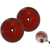 MISO TOOLS 2 St. Rückstrahler 60mm Rund Rot Katzenaugen Seitenrückstrahler Für Anhänger PKW