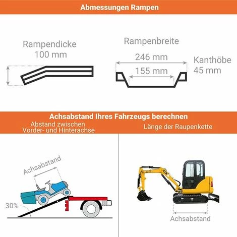 LADERAMPE-EXPERTEN - MATISERE Fahrrad Auffahrschiene 1000mm, Ladehöhe 300mm, Innere Breite 155mm - Als Stückware Verkauft - M050/10U/BAI 2 LADERAMPE-EXPERTEN - MATISERE Fahrrad Auffahrschiene 1000mm, Ladehöhe 300mm, Innere Breite 155mm - Als Stückware Verkauft - M050/10U/BAI – Bild 2