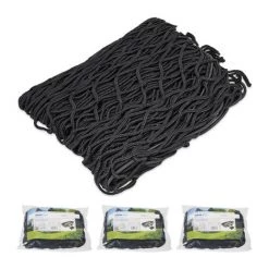 RELAXDAYS 4 X Anhängernetz, Gepäcknetz Zur Ladungssicherung, Reißfest, Flexibel, Dehnbar Bis 3x2 Meter, Abdecknetz, Schwarz