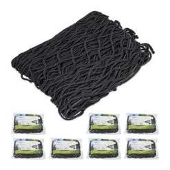 RELAXDAYS 8 X Anhängernetz, Gepäcknetz Zur Ladungssicherung, Reißfest, Flexibel, Dehnbar Bis 3x2 Meter, Abdecknetz, Schwarz