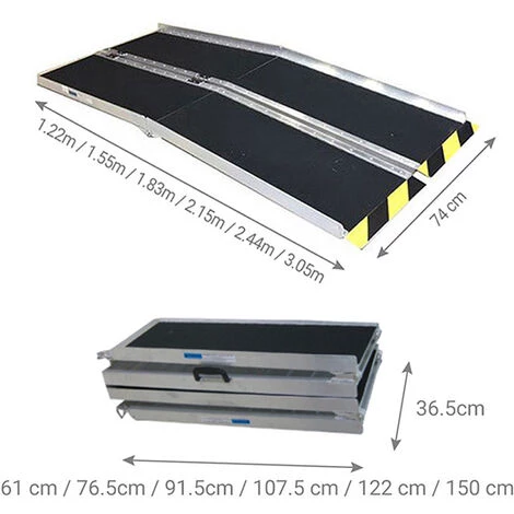 LADERAMPE-EXPERTEN - MATISERE Rutschfeste Rollstuhlrampe Faltbar Länge 305cm - 30 Bis 60cm Zu überwinden - Breite 74cm - RDPA70105 2 LADERAMPE-EXPERTEN - MATISERE Rutschfeste Rollstuhlrampe Faltbar Länge 305cm - 30 Bis 60cm Zu überwinden - Breite 74cm - RDPA70105 – Bild 2