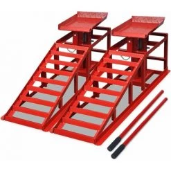 Topdeal Auffahrrampen 2 Stk. Rot Stahl 07876