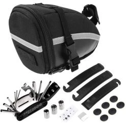ROSWHEEL 13196 Polstertasche + 3 Schwarze Brechstangen + 6 Reifenpatches + Blaue Flecken + 16 In 1 Fahrradwerkzeugset