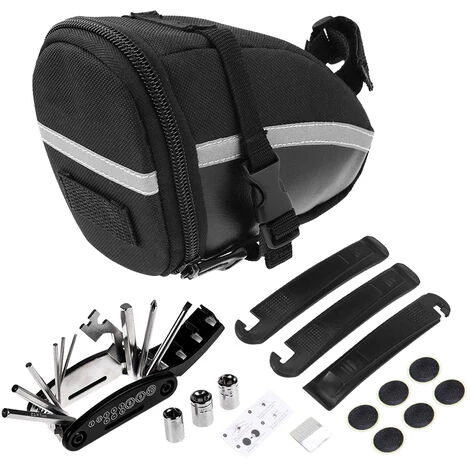 ROSWHEEL 13196 Polstertasche + 3 Schwarze Brechstangen + 6 Reifenpatches + Blaue Flecken + 16 In 1 Fahrradwerkzeugset 1 ROSWHEEL 13196 Polstertasche + 3 Schwarze Brechstangen + 6 Reifenpatches + Blaue Flecken + 16 In 1 Fahrradwerkzeugset
