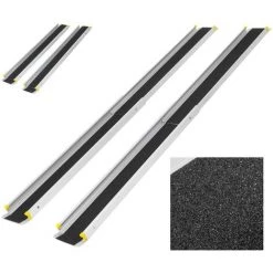 ECD Germany Auffahrrampe 2er Set Mit Antirutsch-Belag, 122 - 215 Cm, Aus Aluminium, Bis 270 Kg, Klappbar, Für Treppe Und Hindernissen, Rollstuhlrampe Laderampe Teleskoprampe Rampe Auffahrschiene Ladeschiene