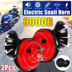MOHOO 2PCS 12V Super Lautes Elektrisches Lufthorn Elektrisches Schneckenhorn Wasserdichtes Warnhorn Geeignet Für Auto Auto LKW Boot, 3,5x3,3 Zoll Autozubehör (Max 800DB) (1x Horn (niedrige Tonhöhe))