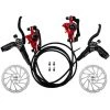 ASUPERMALL Fahrrad Hydraulische Scheibenbremsen Vorne Hinten Bremssattel Set Fur MTB Mountainbike Links Rechts Bremshebel Kit Mit 160mmmm Scheibenscheibe, Modell: Vorne Rechts Und Hinten Links Und 160mm Roter Rotor