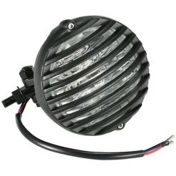HAPPYSHOPPING H4 12V 55W 5-Zoll-Motorrad-Scalloped-Scheinwerfer Mit Grill-Lampenschirm Chopper Bobber,Schwarz