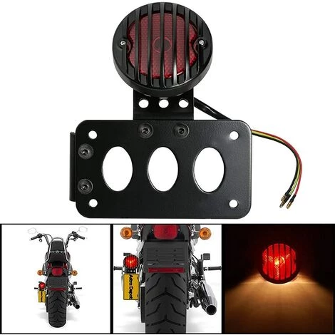 BARES Motorrad Rücklicht Bremslichter 4 '' Einfach Zu Installieren Bremslichtgitter Heck-Kennzeichenhalter Hinteres Bremslicht Für Harley Bobber Dyna Etc. 1 BARES Motorrad Rücklicht Bremslichter 4 '' Einfach Zu Installieren Bremslichtgitter Heck-Kennzeichenhalter Hinteres Bremslicht Für Harley Bobber Dyna Etc.