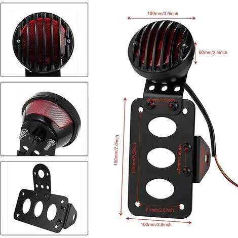 BARES Motorrad Rücklicht Bremslichter 4 '' Einfach Zu Installieren Bremslichtgitter Heck-Kennzeichenhalter Hinteres Bremslicht Für Harley Bobber Dyna Etc. 2 BARES Motorrad Rücklicht Bremslichter 4 '' Einfach Zu Installieren Bremslichtgitter Heck-Kennzeichenhalter Hinteres Bremslicht Für Harley Bobber Dyna Etc. – Bild 2