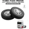 ASUPERMALL 2 Stuck Trailer Vorderrader Mit 7 Speichen Aluminiumlegierung Naben Fur 1/14 Tamiya Tractor Truck RC Climber Trailer