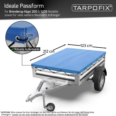 Tarpofix® Anhängerplane 212 X 123 X 7,5 Cm Inkl. Planenseil - Randverstärkte PKW Anhänger Flachplane Abdeckplane - U.a. Passend Für Brenderup Kippi 200 & 1205 Modelle 2 Tarpofix® Anhängerplane 212 X 123 X 7,5 Cm Inkl. Planenseil - Randverstärkte PKW Anhänger Flachplane Abdeckplane - U.a. Passend Für Brenderup Kippi 200 & 1205 Modelle – Bild 2