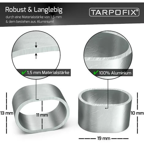Tarpofix® Würgeklemmen Quetschhülsen Für Gummiseil & Expanderseil 8mm (10 Stk.) | Pressklemmen Für Anhänger Planenseil | Nichtrostende & Robuste Seilklemmen Presshülsen 2 Tarpofix® Würgeklemmen Quetschhülsen Für Gummiseil & Expanderseil 8mm (10 Stk.) | Pressklemmen Für Anhänger Planenseil | Nichtrostende & Robuste Seilklemmen Presshülsen – Bild 2