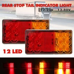 KINGSO Paar 12 LED Rückleuchte Rücklicht Bremslicht DC 12V/ 24V Für LKW PKW Anhänger