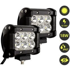 Hengda Rechteck LED Arbeitsscheinwerfer IP67 Wasserdicht 12V LED Scheinwerfer Für Traktor,Offroad, SUV, ATV, LKW Rückfahrscheinwerfer (18W 2 Stück)
