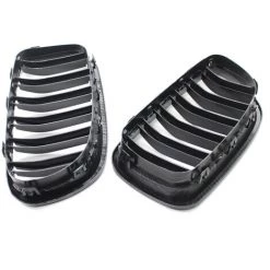 ASUPERMALL 2 Set Frontgitter Kohlenstofffaserrahmen Glanzend Schwarz Dual-Lamellen Stil Links & Rechts Ersatz Fur BMW F10 5-Serie 520i 523i 525i 528i 530i 535i 550i 2010-2015 -Anhänger & Zubehör Verkäufe 43184316 4