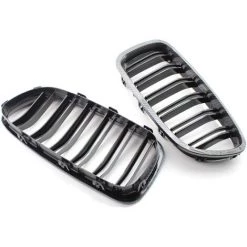 ASUPERMALL 2 Set Frontgitter Kohlenstofffaserrahmen Glanzend Schwarz Dual-Lamellen Stil Links & Rechts Ersatz Fur BMW F10 5-Serie 520i 523i 525i 528i 530i 535i 550i 2010-2015 -Anhänger & Zubehör Verkäufe 43184316 5