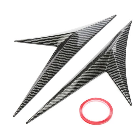ASUPERMALL Auto Spoiler Seitenflugellippe 2 Stucke Schwarz Kohlefaserblattform V-formig Kein Logo Fur Alle Fahrzeuge 1 ASUPERMALL Auto Spoiler Seitenflugellippe 2 Stucke Schwarz Kohlefaserblattform V-formig Kein Logo Fur Alle Fahrzeuge