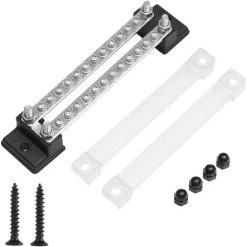 ASUPERMALL Dual-Zeilen 12 Positionen Klemme 130A / 150A Sammelschienenbock & Cover Fur Autoboot Marine Power Verteiler Klemmenblock 24 Schrauben + 4 Stollen