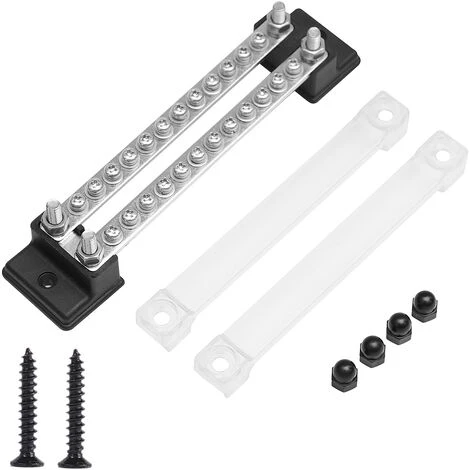 ASUPERMALL Dual-Zeilen 12 Positionen Klemme 130A / 150A Sammelschienenbock & Cover Fur Autoboot Marine Power Verteiler Klemmenblock 24 Schrauben + 4 Stollen 1 ASUPERMALL Dual-Zeilen 12 Positionen Klemme 130A / 150A Sammelschienenbock & Cover Fur Autoboot Marine Power Verteiler Klemmenblock 24 Schrauben + 4 Stollen