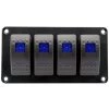 ASUPERMALL 4 Gang 5 Pin Rocker Switch Panel, Wasserdichte Ein-Aus-Backlit-Kippschalter Fur Autofahrzeug-Anhanger-Truck-SUV-Marineboot, Schiff, 12V, On-Off-Panel Mit LED