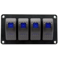 ASUPERMALL 4 Gang 5 Pin Rocker Switch Panel, Wasserdichte Ein-Aus-Backlit-Kippschalter Fur Autofahrzeug-Anhanger-Truck-SUV-Marineboot, Schiff, 12V, On-Off-Panel Mit LED