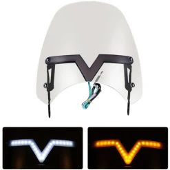 ASUPERMALL Universal Motorrad-Windschutzscheiben-Windschutzscheibe Mit DRL-Blinker-Licht-Wind-Deflektorschutz