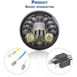 ASUPERMALL 12V-Motorrad-Scheinwerfer-Runde LED-Fahrlampen-Kopflampe Fur 5,75 Zoll, Retro-Blinker -Anhänger & Zubehör Verkäufe 43217759 5