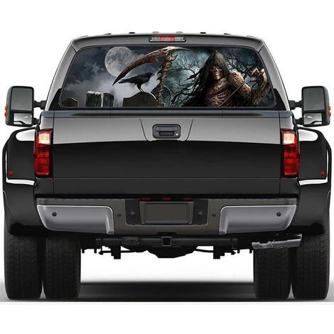 ASUPERMALL Heckscheibenaufkleber DRIM-Reaper-Friedhof Grafik-Aufkleber Fur Auto-SUV-Truck 135 * 36 Cm 1 ASUPERMALL Heckscheibenaufkleber DRIM-Reaper-Friedhof Grafik-Aufkleber Fur Auto-SUV-Truck 135 * 36 Cm