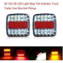 ASUPERMALL 2x 12V 26 LED-Licht-Halt-Schwanzanzeiger Truck Trailer Van Bus 4x4-Pickup