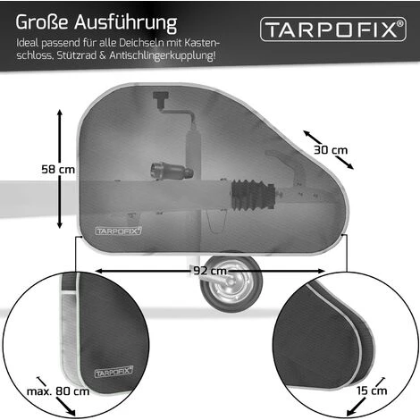 Tarpofix® Deichselhaube Abdeckhaube Mit Doppelt Klickverschluss - Extra Große & Wasserfeste Deichselabdeckung - Anhänger & Wohnwagen Deichselschutzhülle - Deichselabdeckhaube 2 Tarpofix® Deichselhaube Abdeckhaube Mit Doppelt Klickverschluss - Extra Große & Wasserfeste Deichselabdeckung - Anhänger & Wohnwagen Deichselschutzhülle - Deichselabdeckhaube – Bild 2