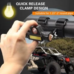 HAPPYSHOPPING Multifunktions-LED-Kuppellicht UTV ATV Auto-Überrollbügel-Innenlicht Wasserdichte USB-wiederaufladbare Arbeitslampe Für 1,5-2 Zoll Überrollbügel-Käfig,Schwarz -Anhänger & Zubehör Verkäufe 46301922 3