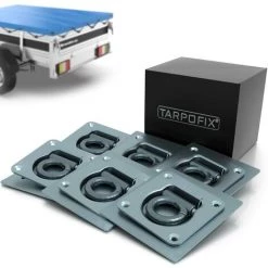 Tarpofix® Anhänger Zurrösen Mit Gegenplatten (6 Stk.) | Zurrmulden Aus Verzinktem Stahl Mit Einer Geprüften Zugkraft Von 800daN Pro Zurrhaken | Verzurrösen