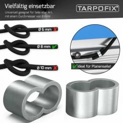 Tarpofix® Würgeklemmen Quetschhülsen Für Gummiseil & Expanderseil 8mm (10 Stk.) | Alu Pressklemmen Für Anhänger Planenseil | Nichtrostende & Robuste Seilklemmen Presshülsen -Anhänger & Zubehör Verkäufe 50339181 3
