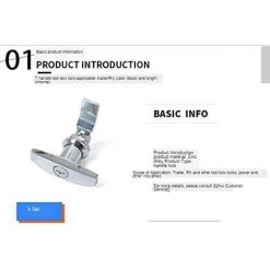 ECHOO T-Griff-Schloss Mit Schlüssel, Anhängertürverriegelung Aus Aluminiumlegierung T-Griff-Schloss Universelles T-Griff-Schloss Für Wohnwagen, Silber -Anhänger & Zubehör Verkäufe 50861384 4