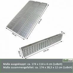 BAUMARKTPLUS TrutzHolm® Alu Auffahrrampe 174 Cm 3 Fach Faltbar 1020 Kg Verladerampe Dreifachrampe Breitrampe Motorradrampe 8 BAUMARKTPLUS TrutzHolm® Alu Auffahrrampe 174 Cm 3 Fach Faltbar 1020 Kg Verladerampe Dreifachrampe Breitrampe Motorradrampe -Anhänger & Zubehör Verkäufe 52065521 4