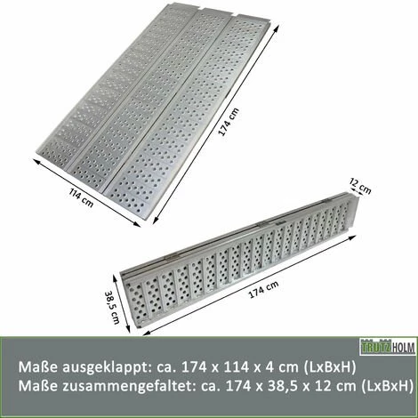 BAUMARKTPLUS TrutzHolm® Alu Auffahrrampe 174 Cm 3 Fach Faltbar 1020 Kg Verladerampe Dreifachrampe Breitrampe Motorradrampe 4 BAUMARKTPLUS TrutzHolm® Alu Auffahrrampe 174 Cm 3 Fach Faltbar 1020 Kg Verladerampe Dreifachrampe Breitrampe Motorradrampe – Bild 4