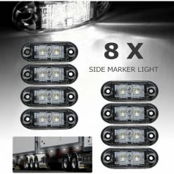 TOOLOFLIFEÂ  8pcs LED Seitenmarkierungsleuchten Positionslicht Vorne Hinten Seitenleuchte 12V 24V Universal Für Anhänger LKW Wohnwagen Van Bus Traktor,Weiß,12V