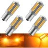 TINOR 4 STÜCKE Bernstein 1156 BAU15S PY21W 5630 33SMD Auto LED Birnen 900LM Superhelle Vordere Und Hintere Blinker Blinkerbirnen 12-30V 3,6W