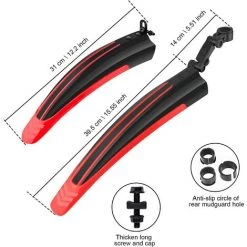 OCXIN Fahrrad Schutzblech Set, Verstellbare Universal Rennrad Vorne Hinten Fahrradschutzblech Mountainbike Fahrrad Kotflügel Steckschutzblech Zubehör Für MTB Citybike 20-26 Zoll Räder -Anhänger & Zubehör Verkäufe 58665784 3