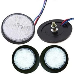 QERSTA LED Anhänger Lichter, 12V Anhänger Rücklicht 2PCS Anhänger Auto LED Runder Reflektor Bremslicht LED Markierungslicht Für Automobil Motorrad LKW (Weiß) -Anhänger & Zubehör Verkäufe 60884102 3