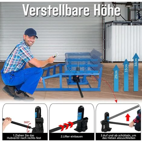 UISEBRT Auto PKW Auffahrrampe 2 Stück Laderampe Set Mit Hydraulischem Hebeplattform Wagenheber Höhenverstellbar Bis 240er Reifen 2000kg 5 UISEBRT Auto PKW Auffahrrampe 2 Stück Laderampe Set Mit Hydraulischem Hebeplattform Wagenheber Höhenverstellbar Bis 240er Reifen 2000kg – Bild 5
