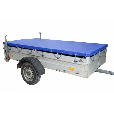 BAUMARKTPLUS Anhänger Flachplane Blau Mit Gummigurt 2575x1345x100mm Gewebeplane Incl. 2 Alu-Bügel 2 BAUMARKTPLUS Anhänger Flachplane Blau Mit Gummigurt 2575x1345x100mm Gewebeplane Incl. 2 Alu-Bügel – Bild 2