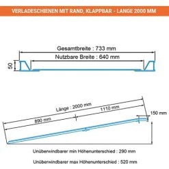 LADERAMPE-EXPERTEN - MATISERE Faltbare Rampe 2000mm / Antirutsch / Breite 733mm/ Traglast 440kg - AWR-F02 -Anhänger & Zubehör Verkäufe 64209158 3