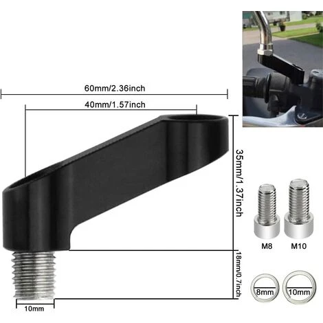 PERLE RARE 10mm 8mm Motorrad Spiegel Adapter Riser Mount Extender Motorrad Spiegel Adapter Kit 2 PERLE RARE 10mm 8mm Motorrad Spiegel Adapter Riser Mount Extender Motorrad Spiegel Adapter Kit – Bild 2