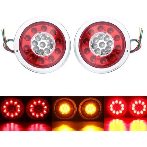 TINOR Pack 19 LED Runde Rückleuchten Gelb Rot LKW Anhänger LKW Blinker 10-30V Silber 1 TINOR Pack 19 LED Runde Rückleuchten Gelb Rot LKW Anhänger LKW Blinker 10-30V Silber