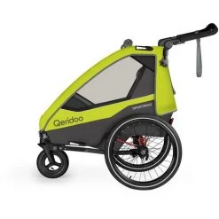Qeridoo Fahrradanhänger Sportrex 2 Limited Edition Zweisitzer / Buggy Mit Joggerfunktion Und Blattfeder Dämpfsystem, Lime Green
